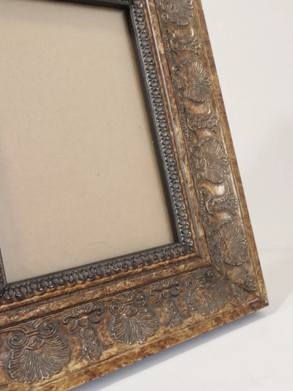 Ornate Antique Style Bronze Gold-toned Photo Frame Baroque embossed shell 9x11